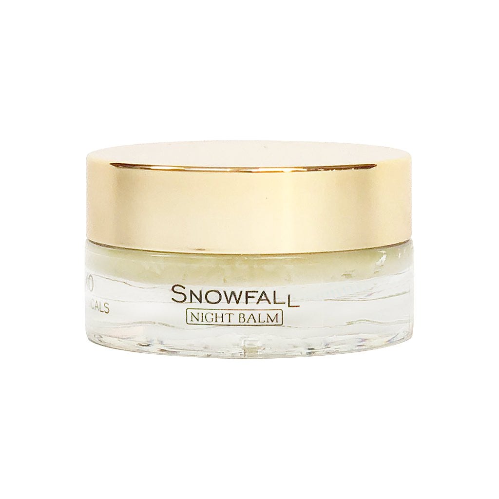 XO Snowfall Night Balm, gold lidded jar